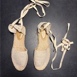 J. Crew Beige Espadrille Flats with Laces